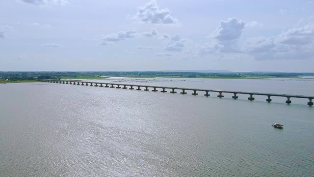 Amazing Beautiful Bridge in Thailand.Thep Sada Bridge the Deja Vu Bridge is a 2-lane reinforced concrete bridge across Lam Pao Dam at Kalasin,Thailand.
