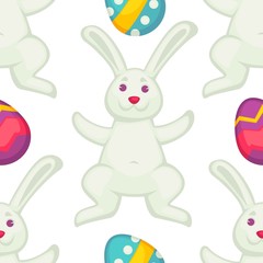 Eastre vector seamless cartoon style pattern with eggs