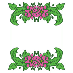 Vector illustration style pink flower frame hand drawn