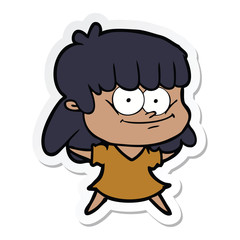 Fototapeta premium sticker of a cartoon girl smiling