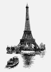Vintage Eiffel tower illustration