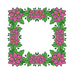Vector illustration shape pink flower frame for card hand drawn