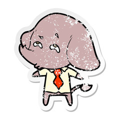 distressed sticker of a cartoon elephant boss remembering