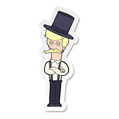 sticker of a cartoon man wearing top hat