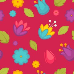 Vector background seamless pattern with spring tulip