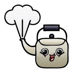 gradient shaded cartoon steaming kettle