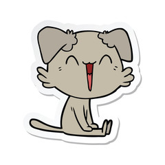 sticker of a happy little dog cartoon