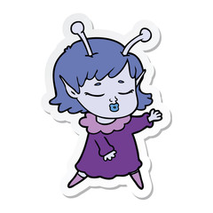 sticker of a cute alien girl cartoon
