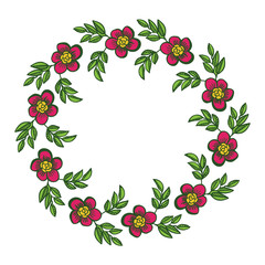 Vector illustration circular colorful flower frame hand drawn