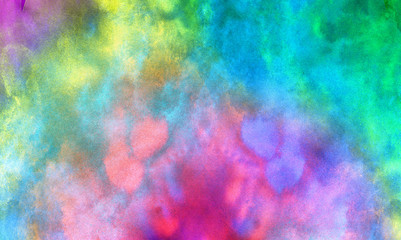 Bright grunge abstract colorful shades watercolor background. Aquarelle paint paper textured canvas element for retro text design, vintage card. Vivid colors hand drawn illustration