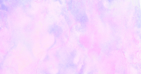 Light smooth purple and pink watercolor brush background. Soft pastel ink color hand drawn glow aquarelle smudge illustration. Abstract paper textured pattern for vintage design, retro card template