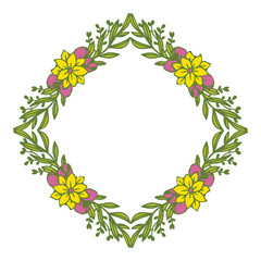 Vector illustration pink and yellow flower frame hand drawn