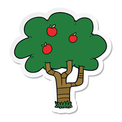 sticker of a cartoon apple tree