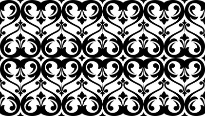 Wallpaper in the style of Baroque. Seamless vector background. White and black floral ornament. Graphic pattern for fabric, wallpaper, packaging. Ornate Damask flower ornament