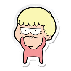 sticker of a cartoon annoyed man