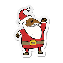 sticker of a cartoon santa claus punching air