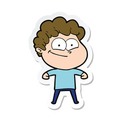 sticker of a cartoon happy man