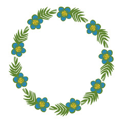 Vector illustration colorful floral frame blooms hand drawn