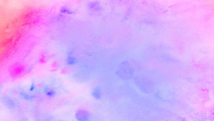 Light smooth purple and pink watercolor brush background. Soft pastel ink color hand drawn glow aquarelle smudge illustration. Abstract paper textured pattern for vintage design, retro card template