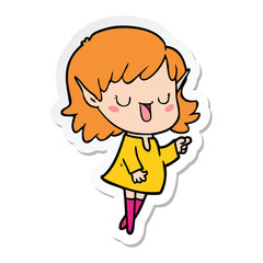 sticker of a cartoon elf girl
