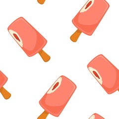 Ice cream pink strawberry vector seamless pattern