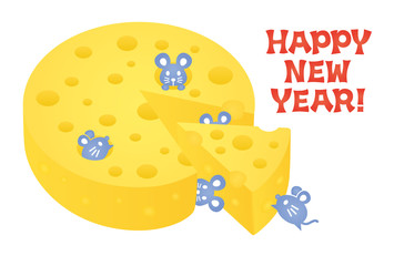 ねずみ　チーズ　年賀状