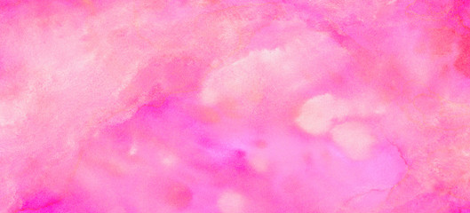 Light grunge magenta color shades watercolor background. Abstract aquarelle paint paper textured canvas for text design, greeting card, template. Gentle pink and coral gradient hand drawn illustration