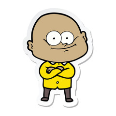 sticker of a cartoon bald man staring
