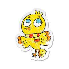 retro distressed sticker of a cute cartoon bird