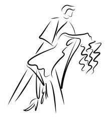 couple dancing, drawing illustration vector