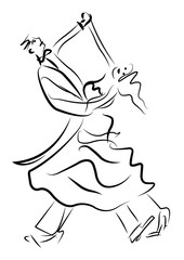 couple dancing, drawing illustration vector