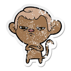 distressed sticker of a cartoon monkey