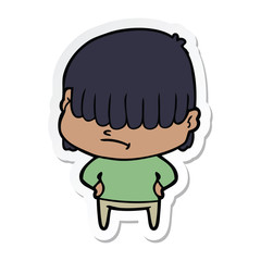 sticker of a cartoon boy with untidy hair