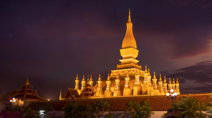 Thatluang Stupa at night very nice sky