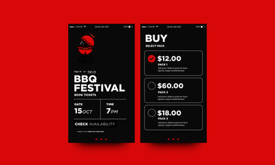 Barbeque Festival Booking App Interface Vector Illustration