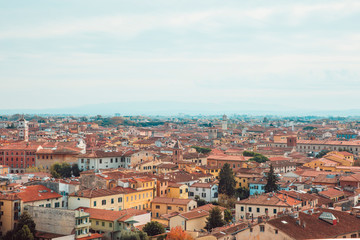 Fototapeta na wymiar Leaning Tower of Pisa and Surrounding Buildings and City of Pisa