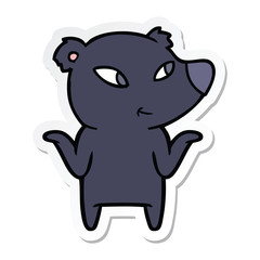sticker of a cute cartoon bear shrugging shoulders