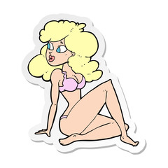 sticker of a cartoon sexy woman in underwear