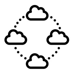 cloud internet commmuniation icon, outline black style, seo and business illustration