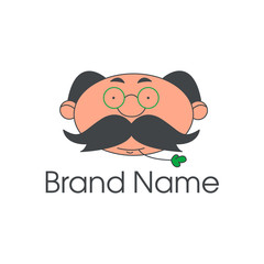 Vector logo with the image of the doctor. Suitable for pharmacies, medical institutions, medicines and herbs. Colors dark blue, skin tone, natural and green.