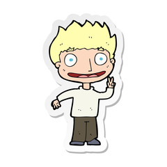 sticker of a cartoon happy boy