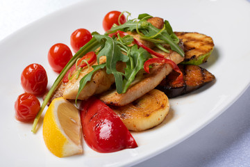 fried chicken, bread, sausages and sauce for lunch,garlic butter fried toast