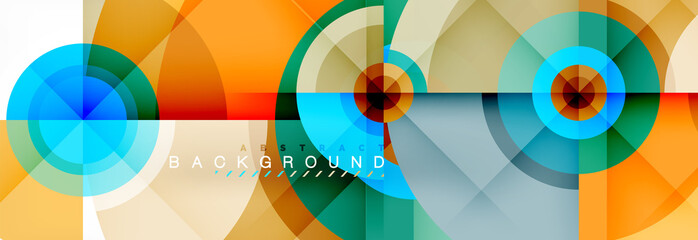 Obraz premium Minimal geometric circles and triangles abstract background, techno modern design, poster template