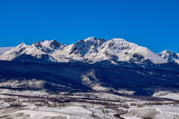 Snow covered Colorado Rockies Mountain Range