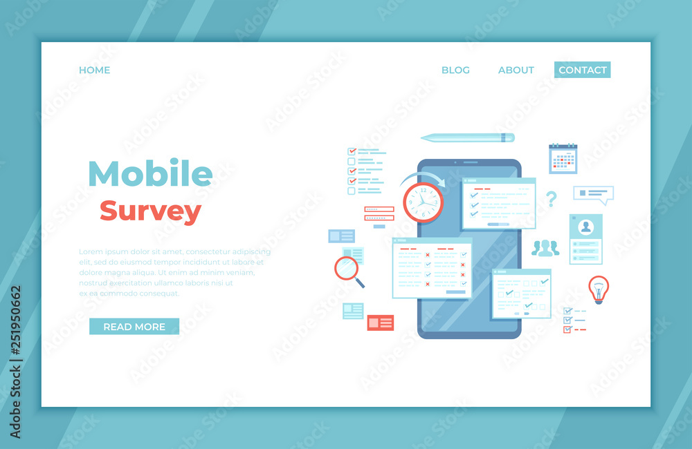 Aufkleber online survey testing questionnaire. phone screen with online filling forms and check marks. vote, c