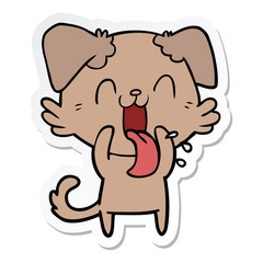 sticker of a cartoon panting dog