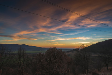 A scenic sunset high from the mountain.