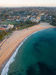 Aerial view of Coogee Beach in the morning. Sydney, Australia