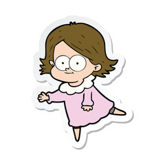 Obraz premium sticker of a happy cartoon girl