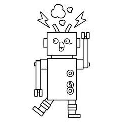 line drawing cartoon robot